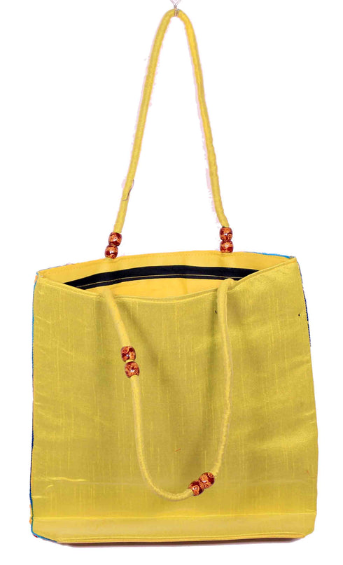 Lemon Yellow Multi Color Hand Made Shoulder Bag